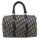 Christian Dior Trotter Canvas Boston Bag Navy Silver Auth 208142-3