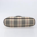 BURBERRY Nova Check Hand Bag Canvas Beige Silver Auth 208144-10
