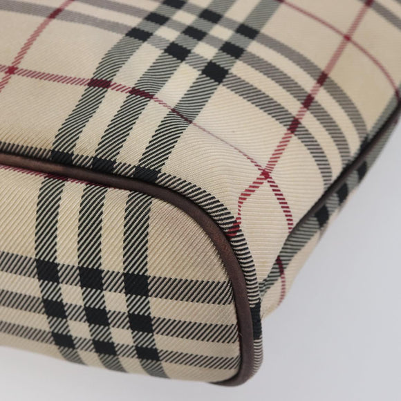 BURBERRY Nova Check Hand Bag Canvas Beige Silver Auth 208144