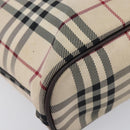 BURBERRY Nova Check Hand Bag Canvas Beige Silver Auth 208144-12