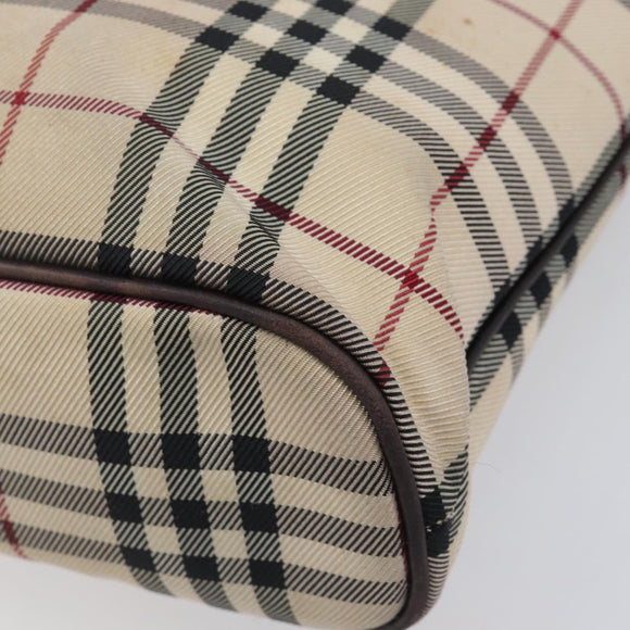 BURBERRY Nova Check Hand Bag Canvas Beige Silver Auth 208144