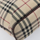 BURBERRY Nova Check Hand Bag Canvas Beige Silver Auth 208144-14