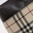 BURBERRY Nova Check Hand Bag Canvas Beige Silver Auth 208144-16