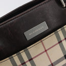 BURBERRY Nova Check Hand Bag Canvas Beige Silver Auth 208144-19
