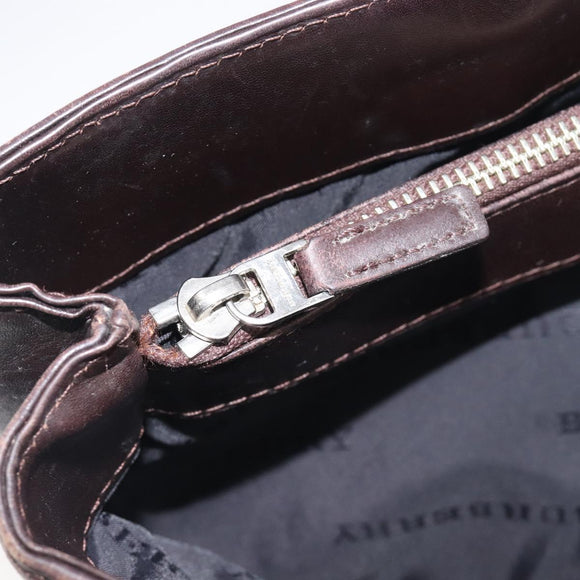BURBERRY Nova Check Hand Bag Canvas Beige Silver Auth 208144