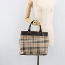 BURBERRY Nova Check Hand Bag Canvas Beige Silver Auth 208144-30