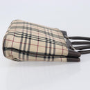 BURBERRY Nova Check Hand Bag Canvas Beige Silver Auth 208144-5