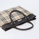 BURBERRY Nova Check Hand Bag Canvas Beige Silver Auth 208144-7