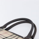 BURBERRY Nova Check Hand Bag Canvas Beige Silver Auth 208144-9