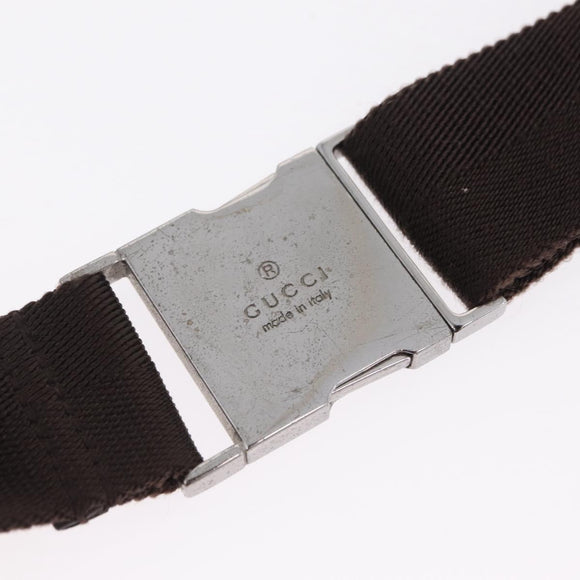 GUCCI GG Canvas Waist Bag Beige Silver 131236 Auth 208149