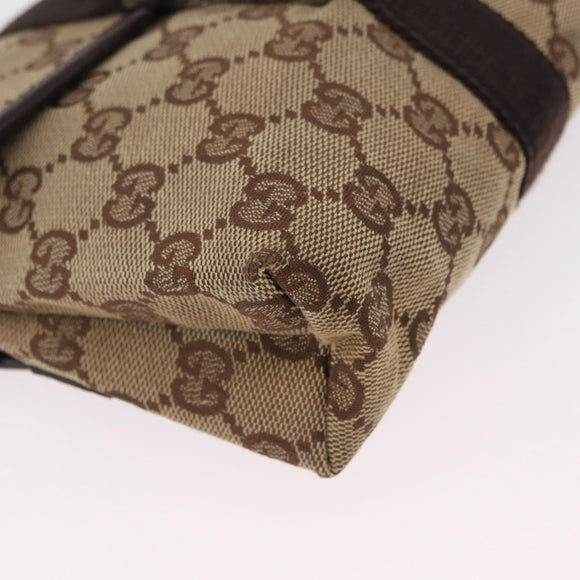 GUCCI GG Canvas Waist Bag Beige Silver 131236 Auth 208149