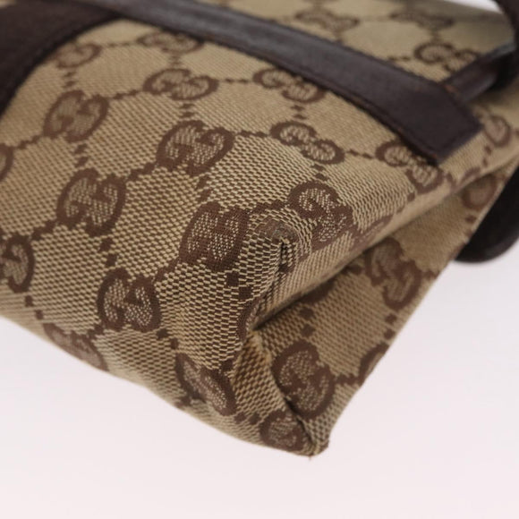 GUCCI GG Canvas Waist Bag Beige Silver 131236 Auth 208149