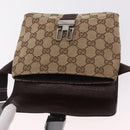 GUCCI GG Canvas Waist Bag Beige Silver 131236 Auth 208149-19