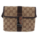 GUCCI GG Canvas Waist Bag Beige Silver 131236 Auth 208149-2