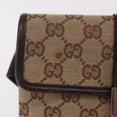 GUCCI GG Canvas Waist Bag Beige Silver 131236 Auth 208149-3