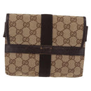 GUCCI GG Canvas Waist Bag Beige Silver 131236 Auth 208149-4