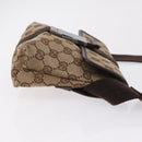 GUCCI GG Canvas Waist Bag Beige Silver 131236 Auth 208149-6