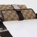 GUCCI GG Canvas Waist Bag Beige Silver 131236 Auth 208149-8