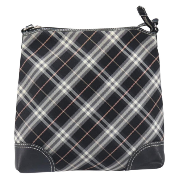 BURBERRY Nova Check Shoulder Bag Canvas Black Silver Auth 208150