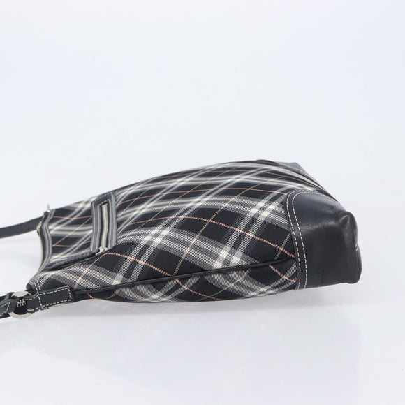 BURBERRY Nova Check Shoulder Bag Canvas Black Silver Auth 208150