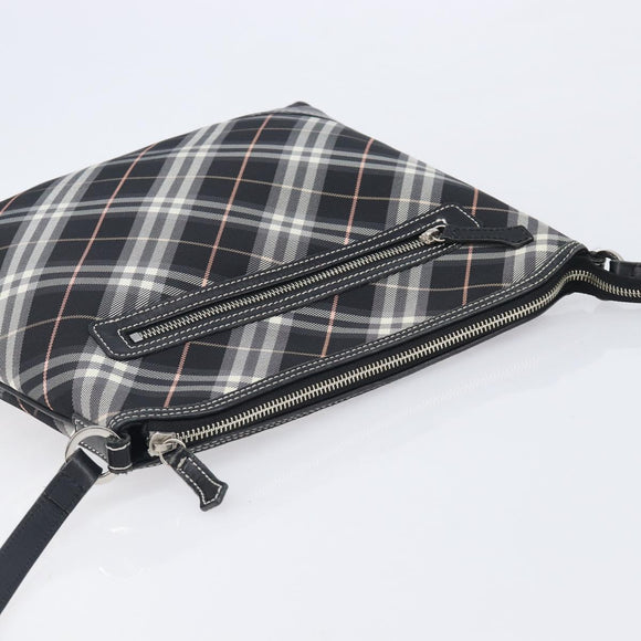 BURBERRY Nova Check Shoulder Bag Canvas Black Silver Auth 208150