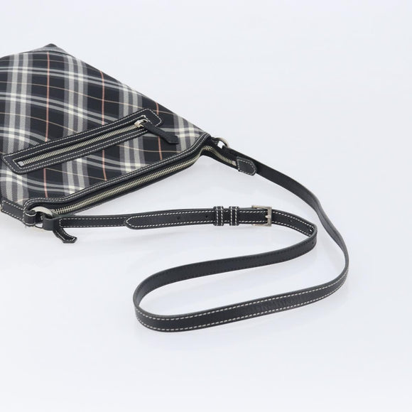 BURBERRY Nova Check Shoulder Bag Canvas Black Silver Auth 208150