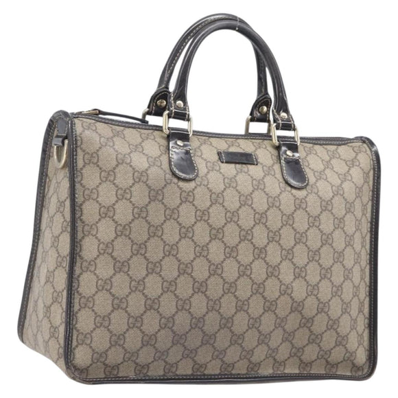GUCCI GG Supreme Hand Bag PVC Beige Gold Tone 190259 Auth 208151