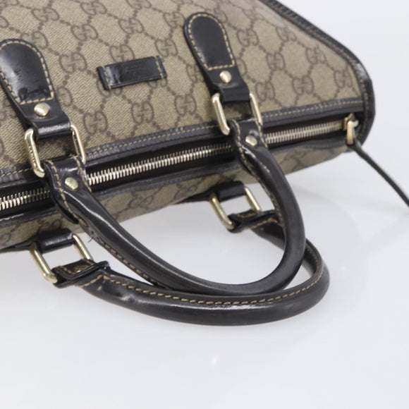 GUCCI GG Supreme Hand Bag PVC Beige Gold Tone 190259 Auth 208151