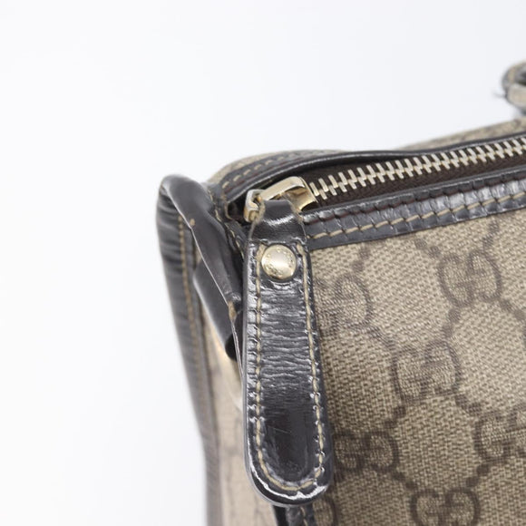 GUCCI GG Supreme Hand Bag PVC Beige Gold Tone 190259 Auth 208151