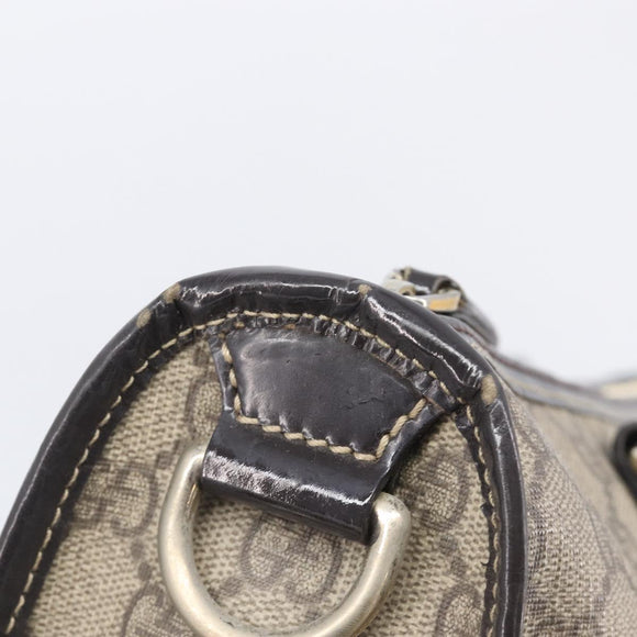 GUCCI GG Supreme Hand Bag PVC Beige Gold Tone 190259 Auth 208151