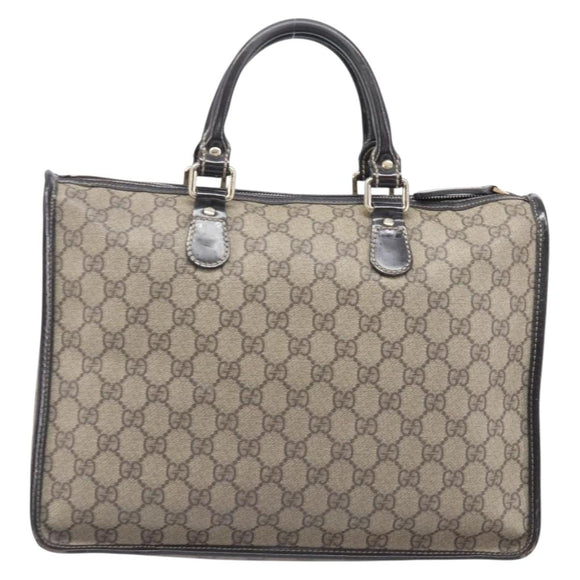 GUCCI GG Supreme Hand Bag PVC Beige Gold Tone 190259 Auth 208151