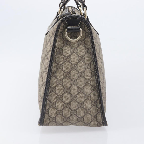 GUCCI GG Supreme Hand Bag PVC Beige Gold Tone 190259 Auth 208151