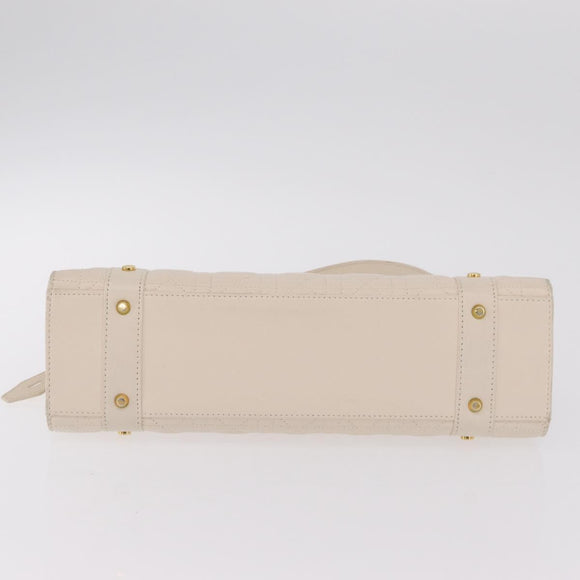 Christian Dior Canage Shoulder Bag Lamb Skin Beige Gold Tone Auth 208153