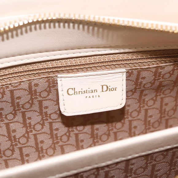 Christian Dior Canage Shoulder Bag Lamb Skin Beige Gold Tone Auth 208153