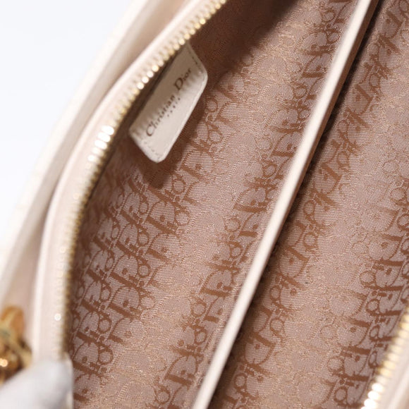 Christian Dior Canage Shoulder Bag Lamb Skin Beige Gold Tone Auth 208153