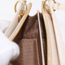 Christian Dior Canage Shoulder Bag Lamb Skin Beige Gold Tone Auth 208153-26