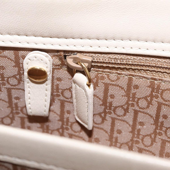 Christian Dior Canage Shoulder Bag Lamb Skin Beige Gold Tone Auth 208153