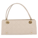 Christian Dior Canage Shoulder Bag Lamb Skin Beige Gold Tone Auth 208153-2