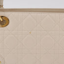 Christian Dior Canage Shoulder Bag Lamb Skin Beige Gold Tone Auth 208153-3
