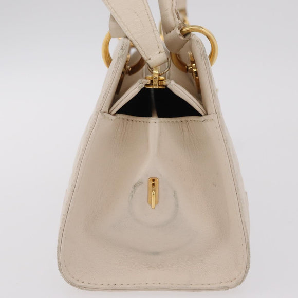 Christian Dior Canage Shoulder Bag Lamb Skin Beige Gold Tone Auth 208153