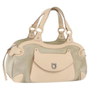 Salvatore Ferragamo Gancini Hand Bag Suede Beige Silver Auth 208154-1