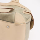 Salvatore Ferragamo Gancini Hand Bag Suede Beige Silver Auth 208154-15