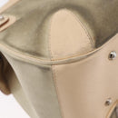 Salvatore Ferragamo Gancini Hand Bag Suede Beige Silver Auth 208154-16