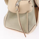 Salvatore Ferragamo Gancini Hand Bag Suede Beige Silver Auth 208154-18