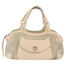 Salvatore Ferragamo Gancini Hand Bag Suede Beige Silver Auth 208154-2