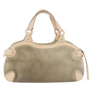 Salvatore Ferragamo Gancini Hand Bag Suede Beige Silver Auth 208154-4