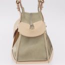 Salvatore Ferragamo Gancini Hand Bag Suede Beige Silver Auth 208154-6