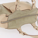 Salvatore Ferragamo Gancini Hand Bag Suede Beige Silver Auth 208154-8