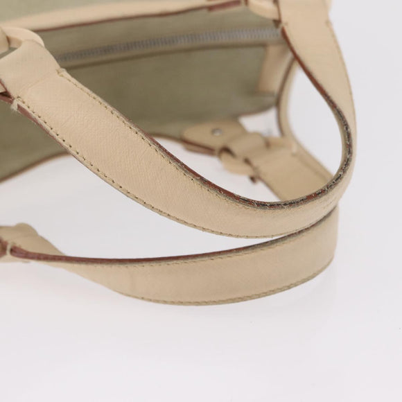 Salvatore Ferragamo Gancini Hand Bag Suede Beige Silver Auth 208154