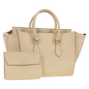 CELINE Tie bag Hand Bag Leather Beige Gold Tone Auth 208155V-1